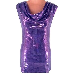 Sequin Mini Dress Small by Garcia‎ Plum Purple Cowl Neck Party NWOT Cocktail Fun
